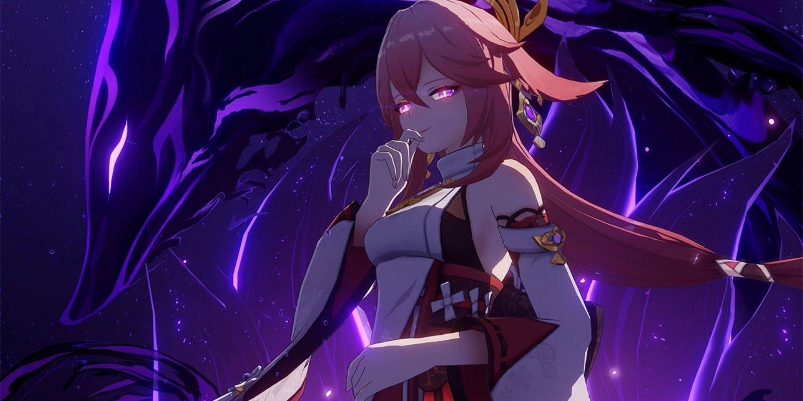 Яэ Мико использует свой Элементальный Буст в Genshin Impact.