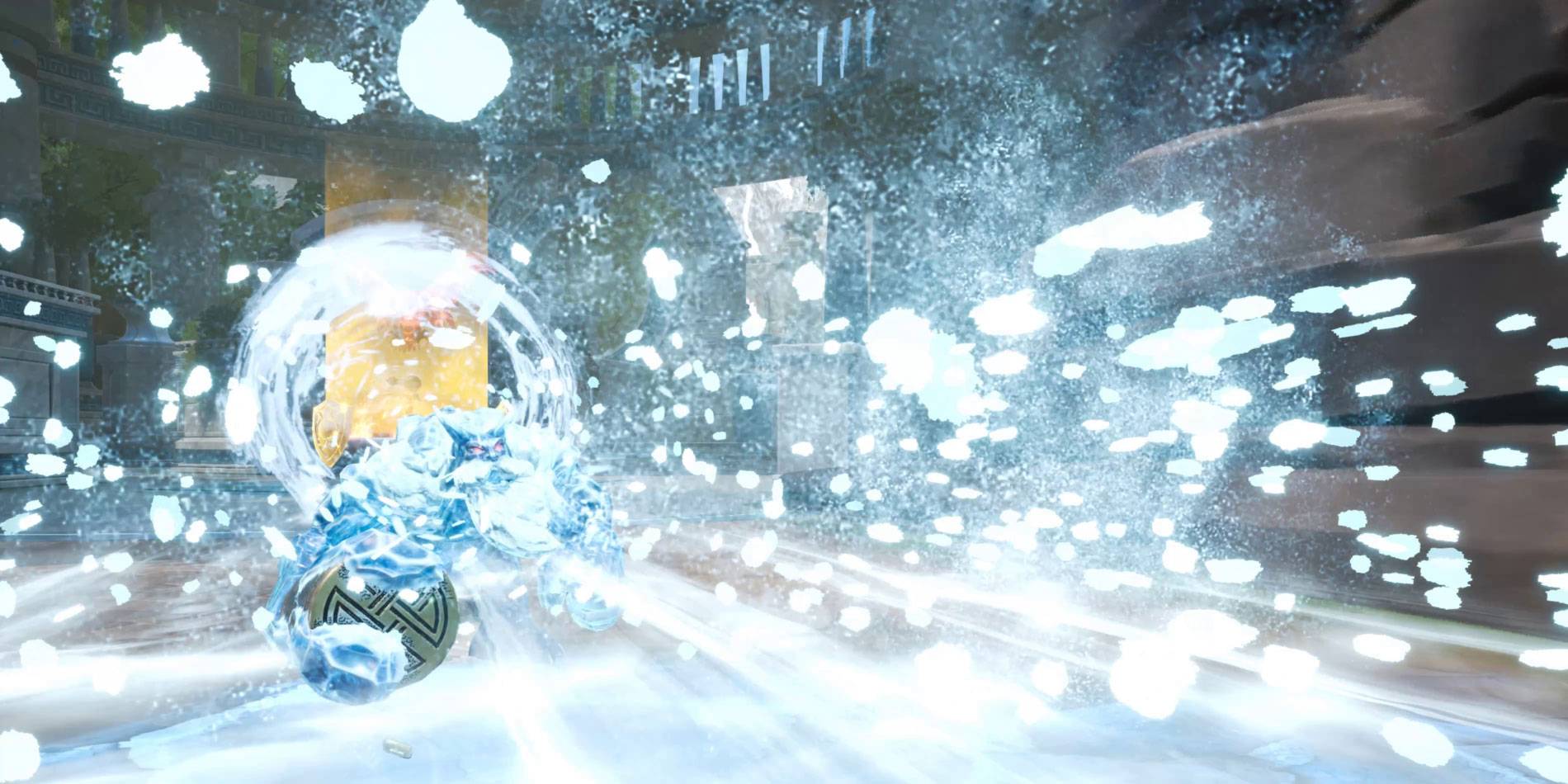 Ймир, выдыхающий лед изо рта из *Smite 2*.