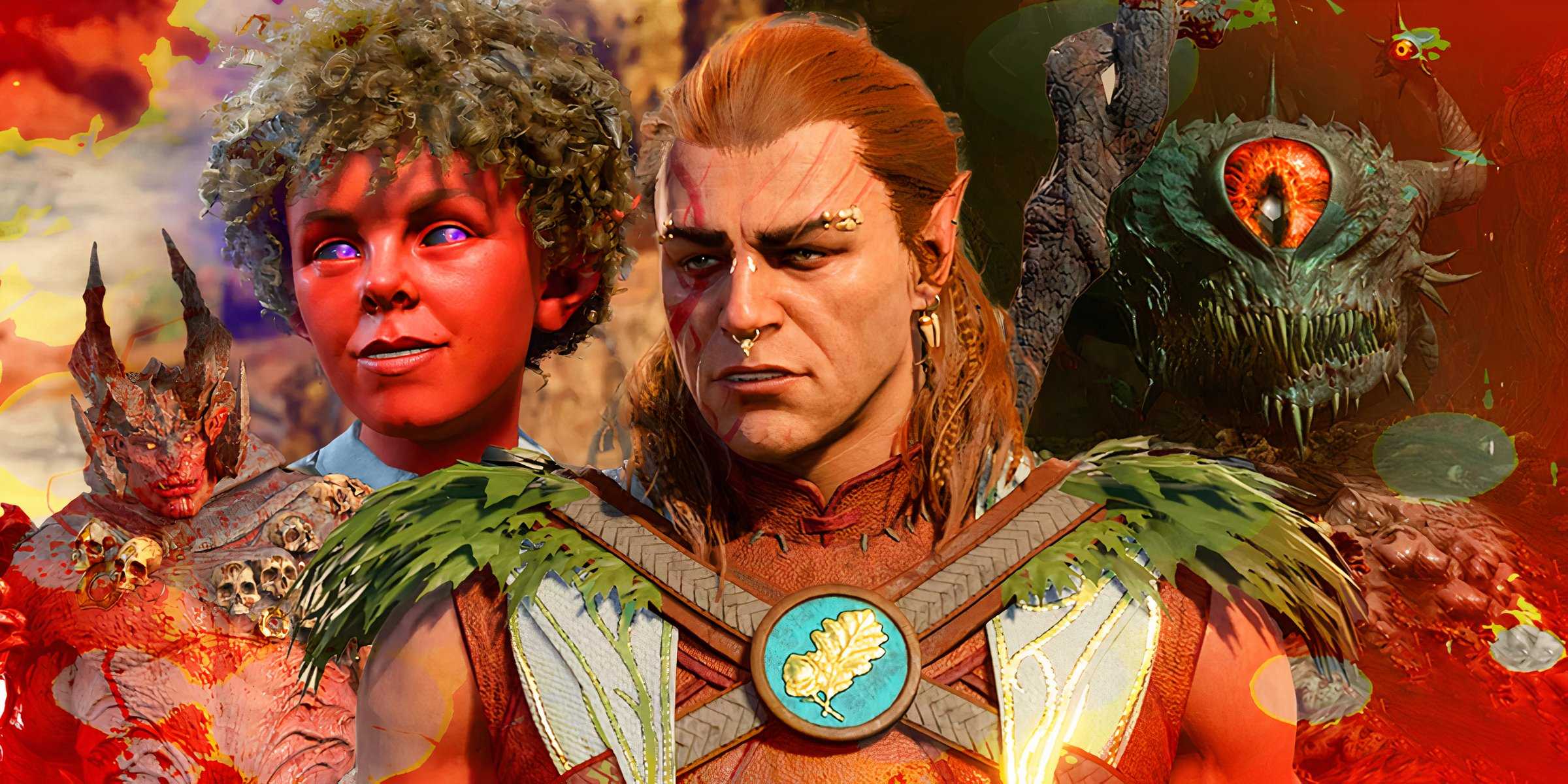 Юргир, Миркон и Халсин с монстром из BG3