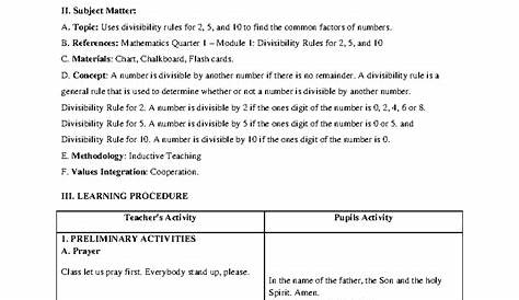 191 Разделенный 2 Урок План О Правилах Разделимости 5 класс