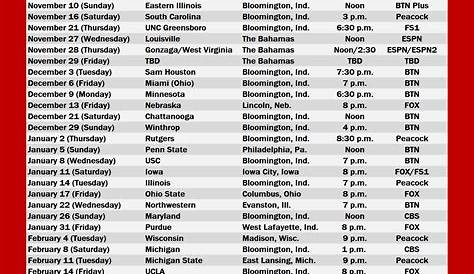 Университет Индианы 2024 25 Календарь Расписание мужской баскетбол