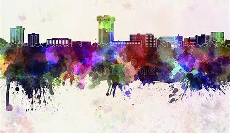 Спрингфилдский Skyline преобразился в новый высотный объект Mo Im Aquarell Sck Abbildung Illustration Von