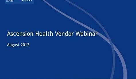 Ascension Health Portal Функциональность поставщика