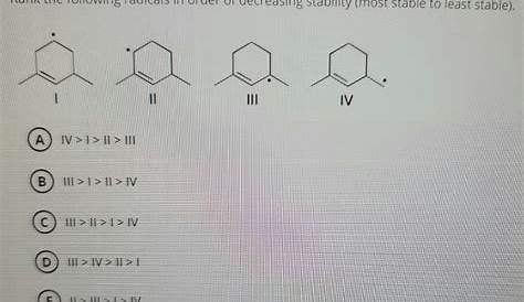 Радикалы в порядке снижения стабильности. Решил снижение
