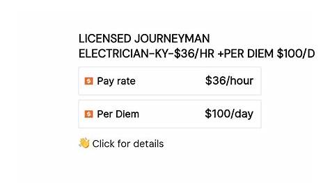Электромонтажные работы с Per Diem Лицензированный Journeyman Electricianky36 Hr + 100 Dayall 7 Days
