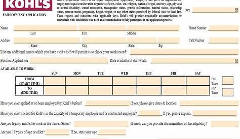 Приложение Kohls Job Kohl’s Application M Заполнить и скачать бесплатно Cocodoc