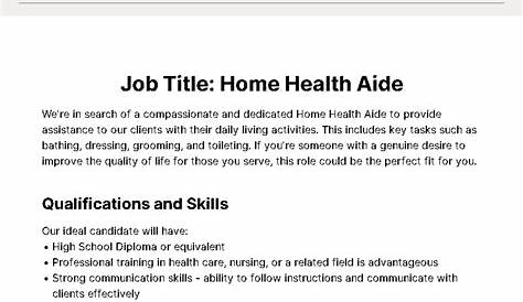Craigslist Home Health Aide Jobs Hiring a Job Description Шаблон карьеры