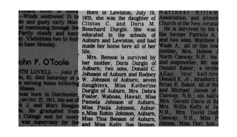 Статья в The Lewiston Daily Sun Obituaries была удалена из статьи