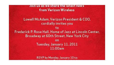 Verizon Wireless Agreementfav Event Invitations Media анонсирована 11 января