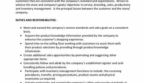 Autozone Sales Associate Job Dutiesfaq Бесплатный 9+ Шаблоны описания образцов в Pdf Ms Word